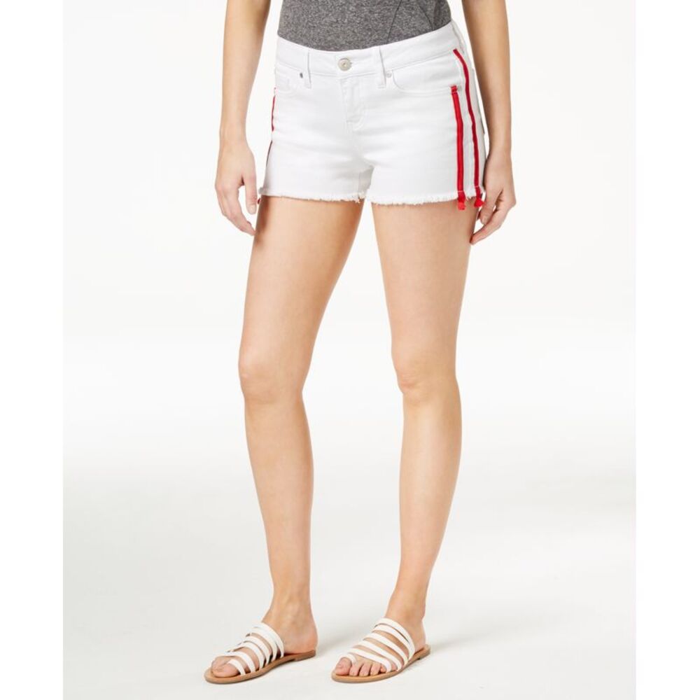 Blue Desire Juniors Striped Faded Denim Shorts